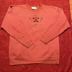 Burnt Orange Tribal Print Embroidered Sweater